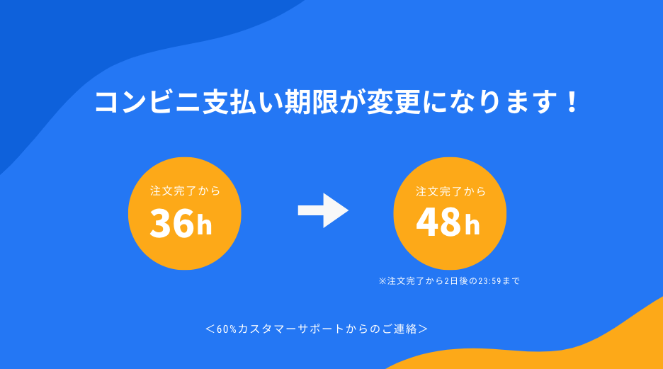 コンビニ支払い期限変更のお知らせ