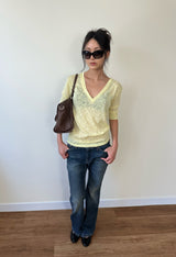 sheer v neck tee
