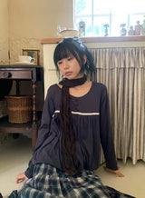 26FW★ [BAONHAUS] Aaron Lace Shirring Long Sleeve Tee