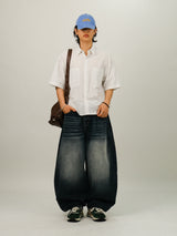 PU Stripe Crop Half Shirts