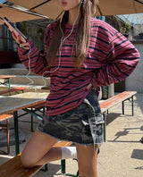 Tone pigment mix stripe long sleeves