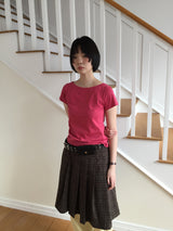 YWD PLAID PLEATS SKIRT + BELT (3color)