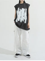 Strap cotton cargo pants