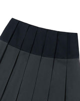 Raw Edge Colour Block Pleated Skirt _ NAVY
