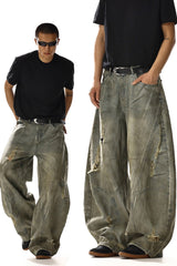 Vintage Washed Distressed Blade Jeans