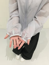 Sheer diagonal see-through windbreaker (5c)