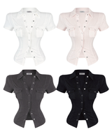 [MADE] VIVIEN SNAP POCKET SHIRT (4color)