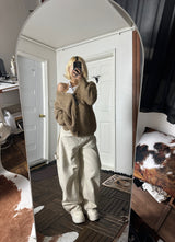 2color) Tweed side denim PT