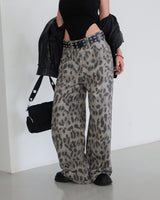 leopard leopard wide long pants