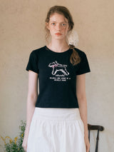 ROLA RIBBON PUPPY T-SHIRT BLACK