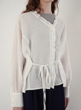 Frill v-neck blouse