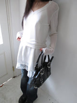 wool v neck sleeve t
