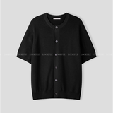  Slag Cooling Hachi Knit Short Sleeve Round Cardigan