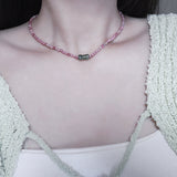  All surgical steel rhodonite natural gemstone choker