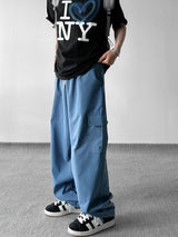 Color string wide cargo pants
