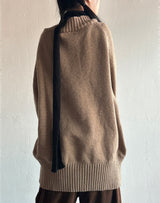 4-BUTTON V-NECK BOXY OVERSIZED LOOSE KNIT BROWN KITSCH AUTUMN THICK CARDIGAN (SCARF SET X)
