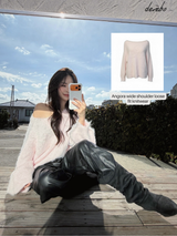 Angora wide shoulder loose fit knitwear