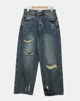 Babun Distressed Wide Denim Pants