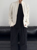[MADE] Two-Way Wool Cable Knit Zip-Up (7C)