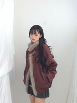 Milkfur high neck suede jumper