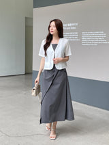 Koren V-neck Linen Short Sleeve Jacket