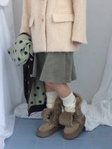 Suede Rabbit Fur Boots