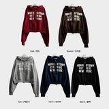 New York Lettering Two Way Cropped Hooded Zip-Up