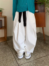 Work D-Ring Pintuck Balloon Wide Cotton Pants (4c)