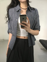 ピンタックプラエドスリムシャツ