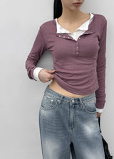 [MADE] Merib Waffle Henley-Neck Long-Sleeve T-Shirt