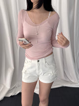 Accree V-neck sheer T-shirt