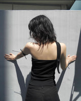 ワンショルダーマフラーレーストップ (BLACK)