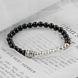 C22SVB-1012 Onyx gemstone metal decoration bracelet 6mm