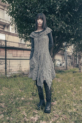 ドローストリングオフショルダードレス (チャコール)