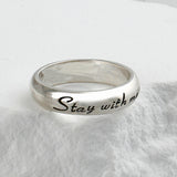 SVR-602 Silver 925 Lettering Stay with me Unisex Couple Friendship Ring