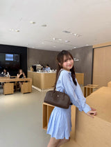 ストライプクロップドシャツ
