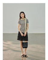 Dot ruffle flare mini skirt
