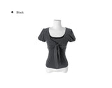 Asso Stripe Lace Puff Bolero Slim Short Sleeve T-Shirt