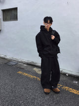 [SET] ママンゴールデンプルオーバーフーディー + ピンタックワイドパンツ 4C