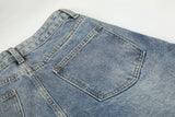 Star Stud Distressed Wide Denim Pants