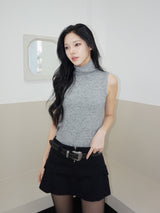 ウールアンゴラ ノースリーブ タートルネック Tシャツ