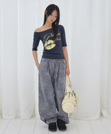 FLOWER TRACK PANTS (CHARCOAL) F26QD157