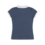 ストライプボタンカラーTシャツ (BLUE) F25QB109