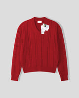 Melter Semi-Cropped Cable V-Neck Knit