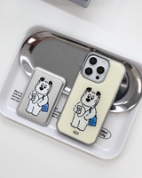 ブルーバッグエポキシシルバーバンパースマートフォンケース(Cream Color)