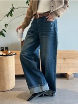 [4season] Wide roll up denim pants(3color)