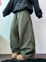 TEDDY FLEECE🤎🐻 S-L🧸3SIZE LONG WIDE HEATER PANTS 🤎💙💚3COLOR