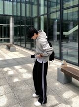 キーパーデイリーダブルロートラックバンディングワイドパンツ
