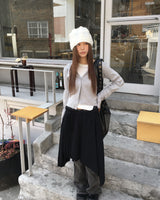 Shirring hood cardigan