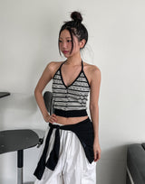 Multi strip knit halter sleeveless